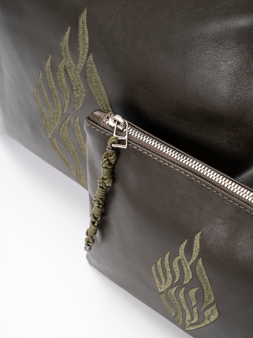 Aesh Sheli Tallit Tefilin Bag Set Green Leather Israel