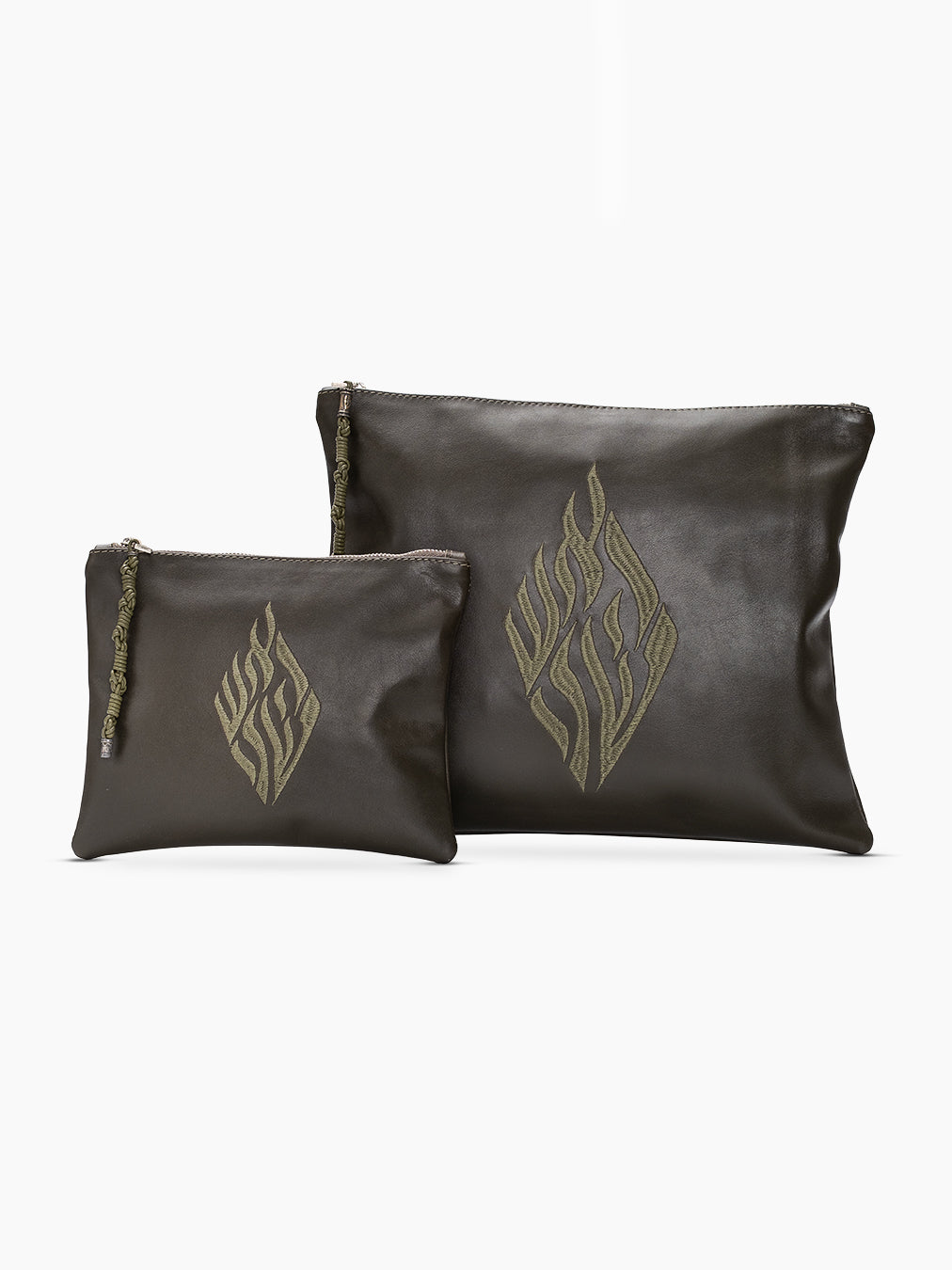 Aesh Sheli Tallit Tefilin Bag Set Green Leather Israel