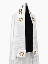 Am Israel Chai Prestige Tallit Green Gold | Luxury Prayer Shawl