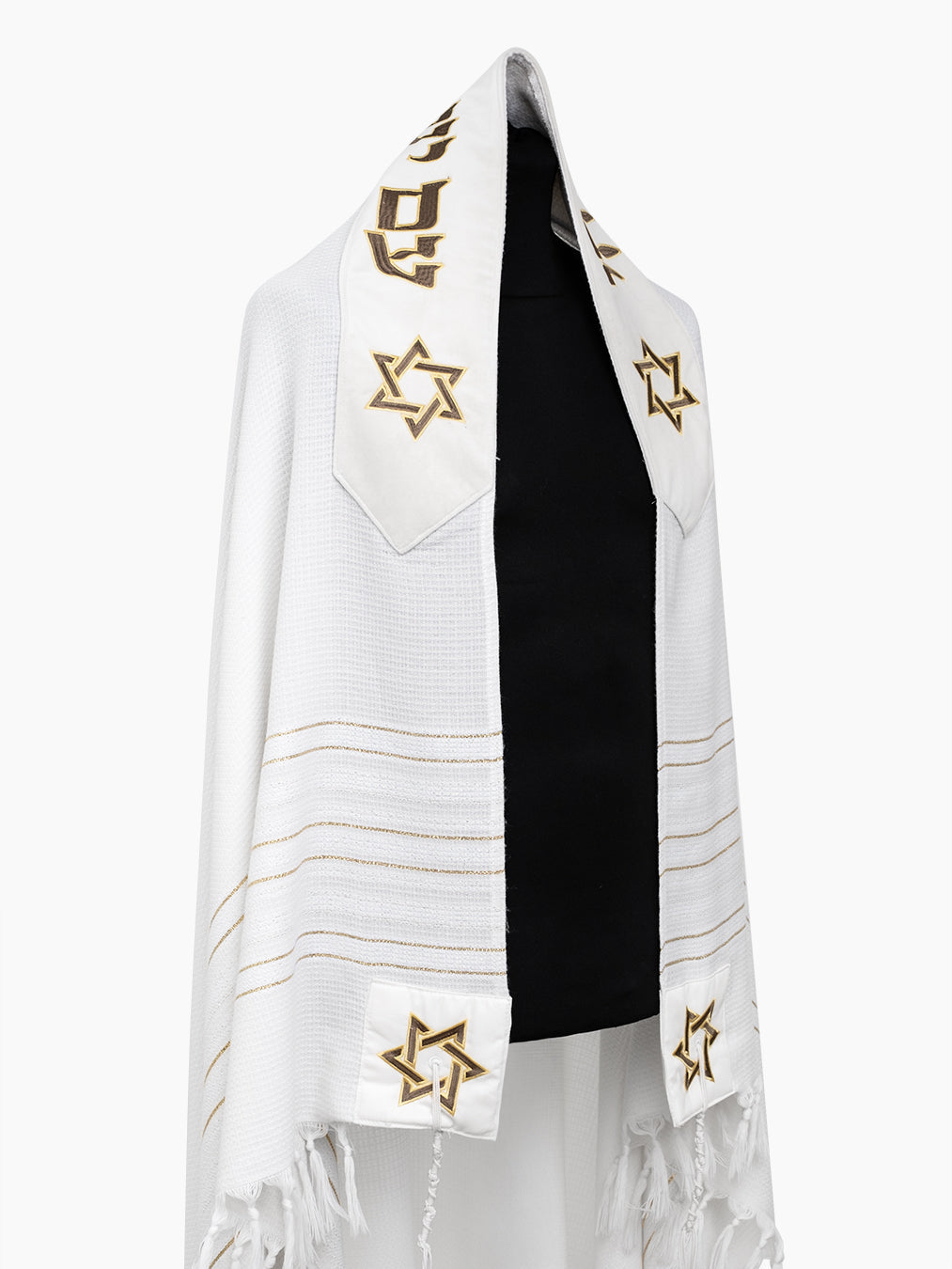 Am Israel Chai Prestige Tallit Green Gold | Luxury Prayer Shawl