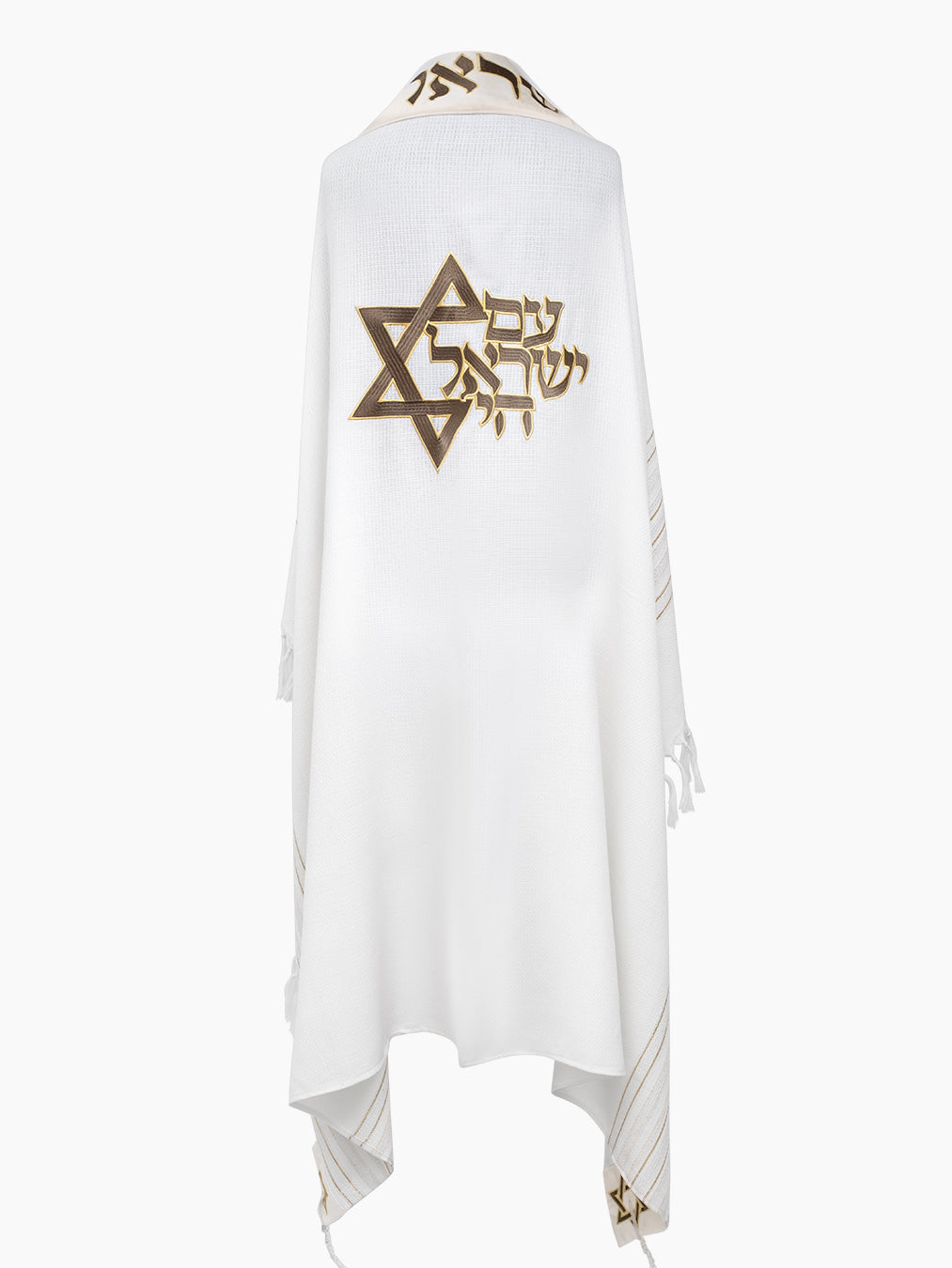 Am Israel Chai Prestige Tallit Green Gold | Luxury Prayer Shawl