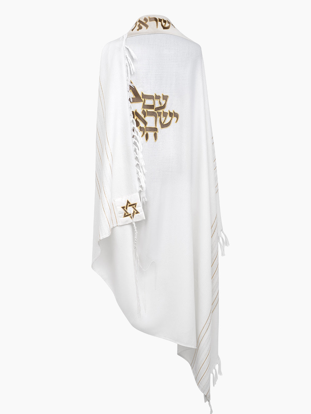 Am Israel Chai Prestige Tallit Green Gold | Luxury Prayer Shawl