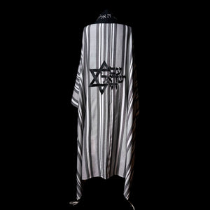 Am Israel Chai Tallit Black Gray | Luxury Prayer Shawl