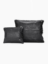 Am Israel Chai Tallit Tefilin Bag Set Black Leather