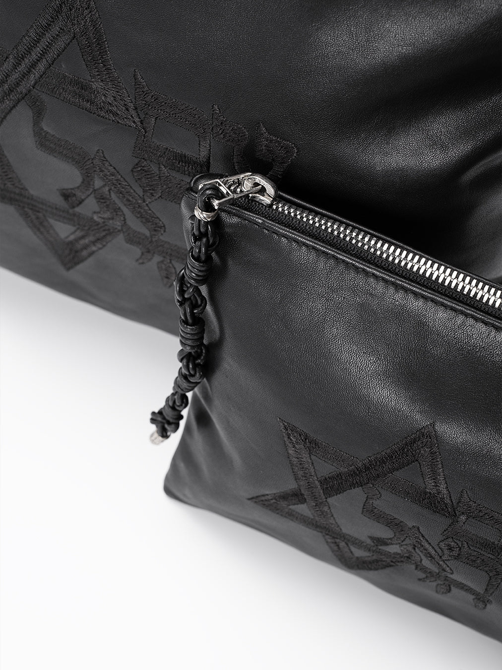 Am Israel Chai Tallit Tefilin Bag Set Black Leather