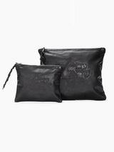 Am Israel Chai Tallit Tefilin Bag Set Black Leather