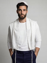 Am Israel Chai Tallit White | Luxury Prayer Shawl