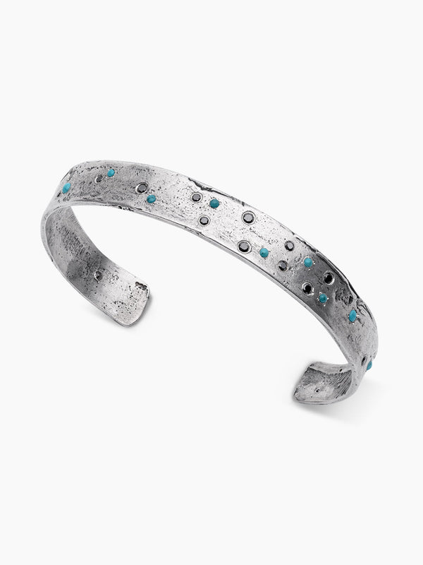 Bangle Bracelet Silver 925 Black Diamond Turquoise