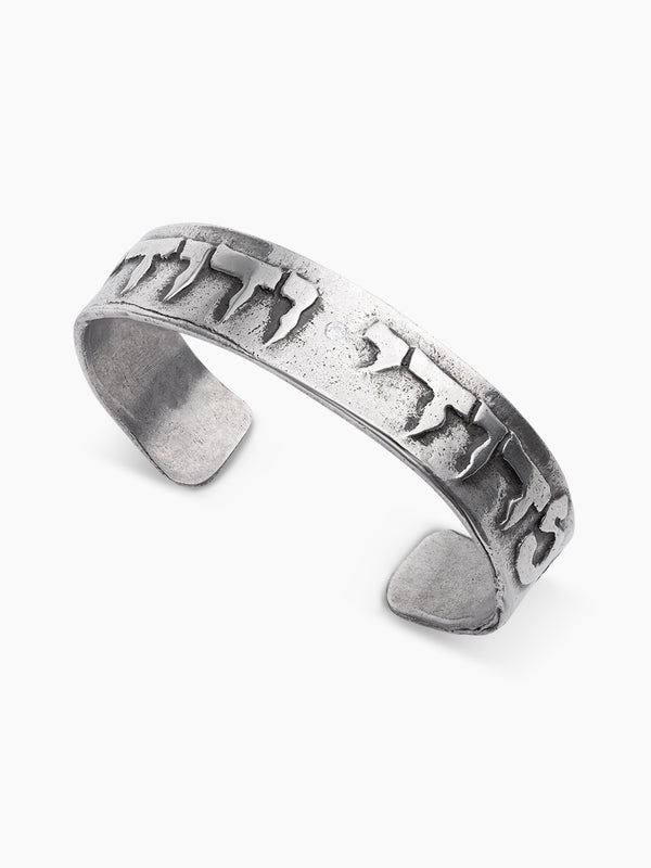 Bangle Bracelet Sterling Silver 925 White Diamond Israel