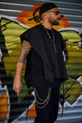 Black Talit Katan with black tsisit handmade in Israel