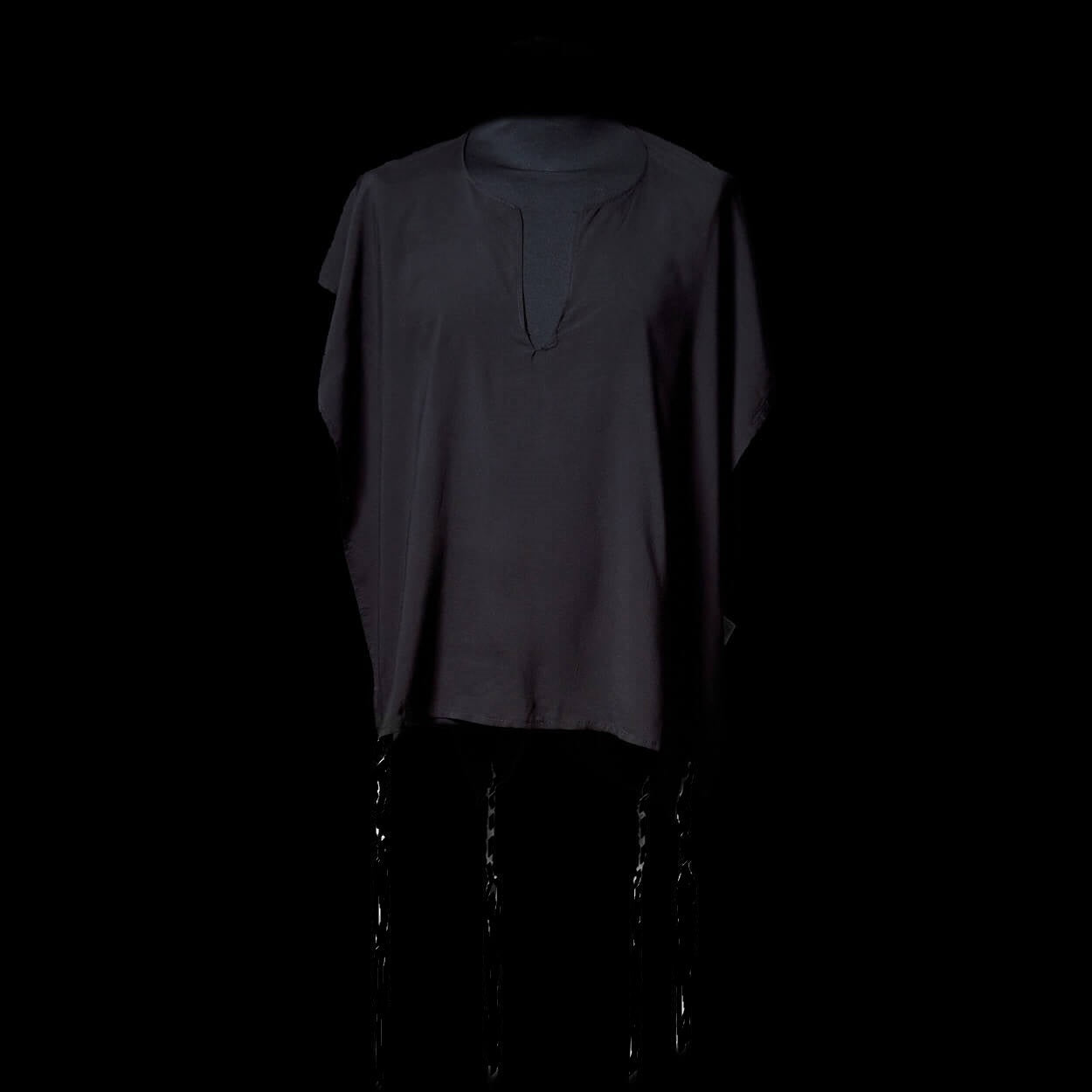 Black Talit Katan with black tsisit handmade in Israel