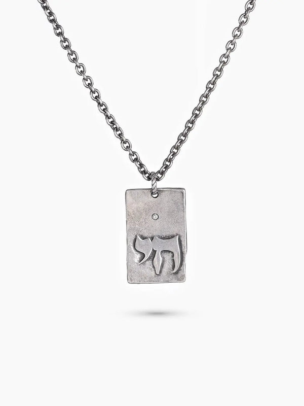 Chai Symbol Necklace Sterling Silver 925 Diamond Israel