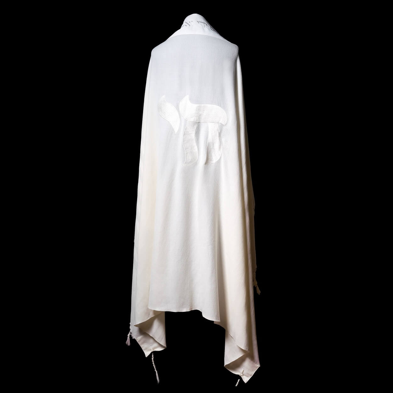 Chai Tallit White | Luxury Jewish Prayer Shawl