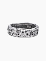 Hammered Ring Sterling Silver 925 Black Diamond Israel