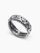 Hammered Ring Sterling Silver 925 Black Diamond Israel