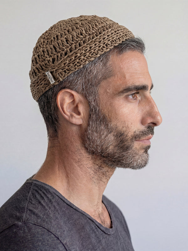 Handmade Linen Kippah Luxury Judaica Made in Israel