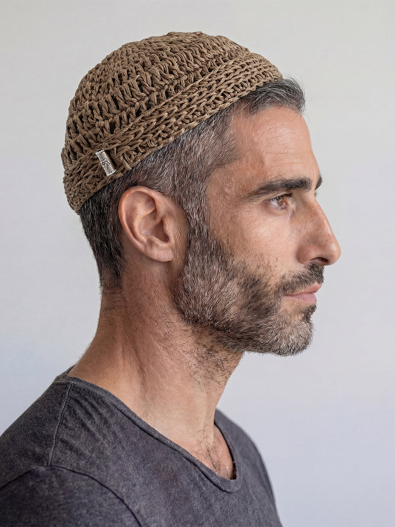 Handmade Linen Kippah Luxury Judaica Made in Israel