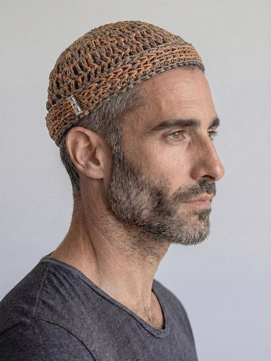 Handmade Linen Kippah Luxury Judaica Made in Israel