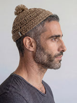 Handmade Linen Kippah with Pom-Pom Israel Jewish