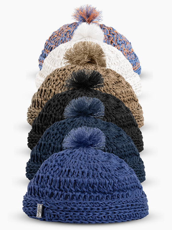 Handmade Linen Kippah with Pom-Pom Israel Jewish