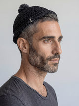 Handmade Linen Kippah with Pom-Pom Israel Jewish