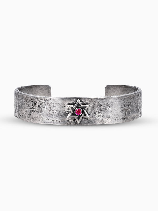 Hebrew Bangle Bracelet Sterling Silver 925 Ruby Israel