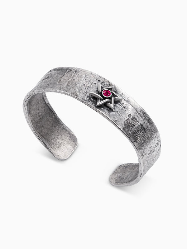 Hebrew Bangle Bracelet Sterling Silver 925 Ruby Israel