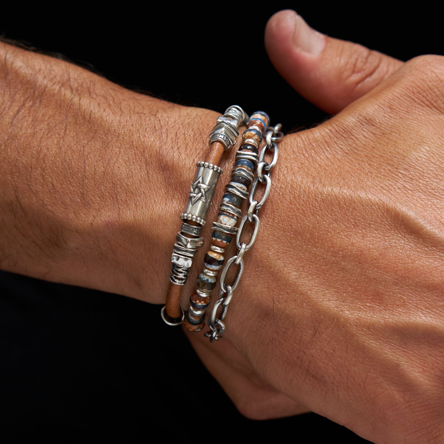 Hebrew Chain Bracelet Sterling Silver 925 Israel Avraham