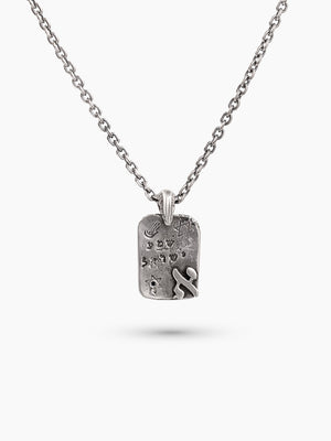 Hebrew Letter Alef Necklace Silver 925 Black Diamond