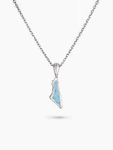 Israel Border Necklace Silver 925 Turquoise Jewish