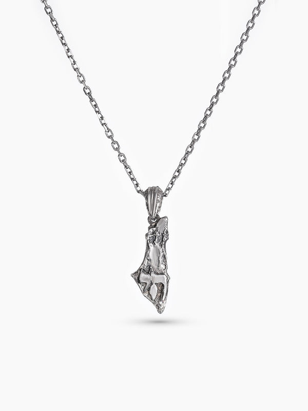 Israel Map Chai Necklace Sterling Silver 925 Jewish