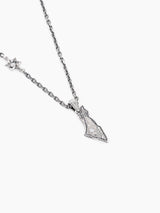 Israel Map Necklace Silver 925 Diamond Sapphire Israel