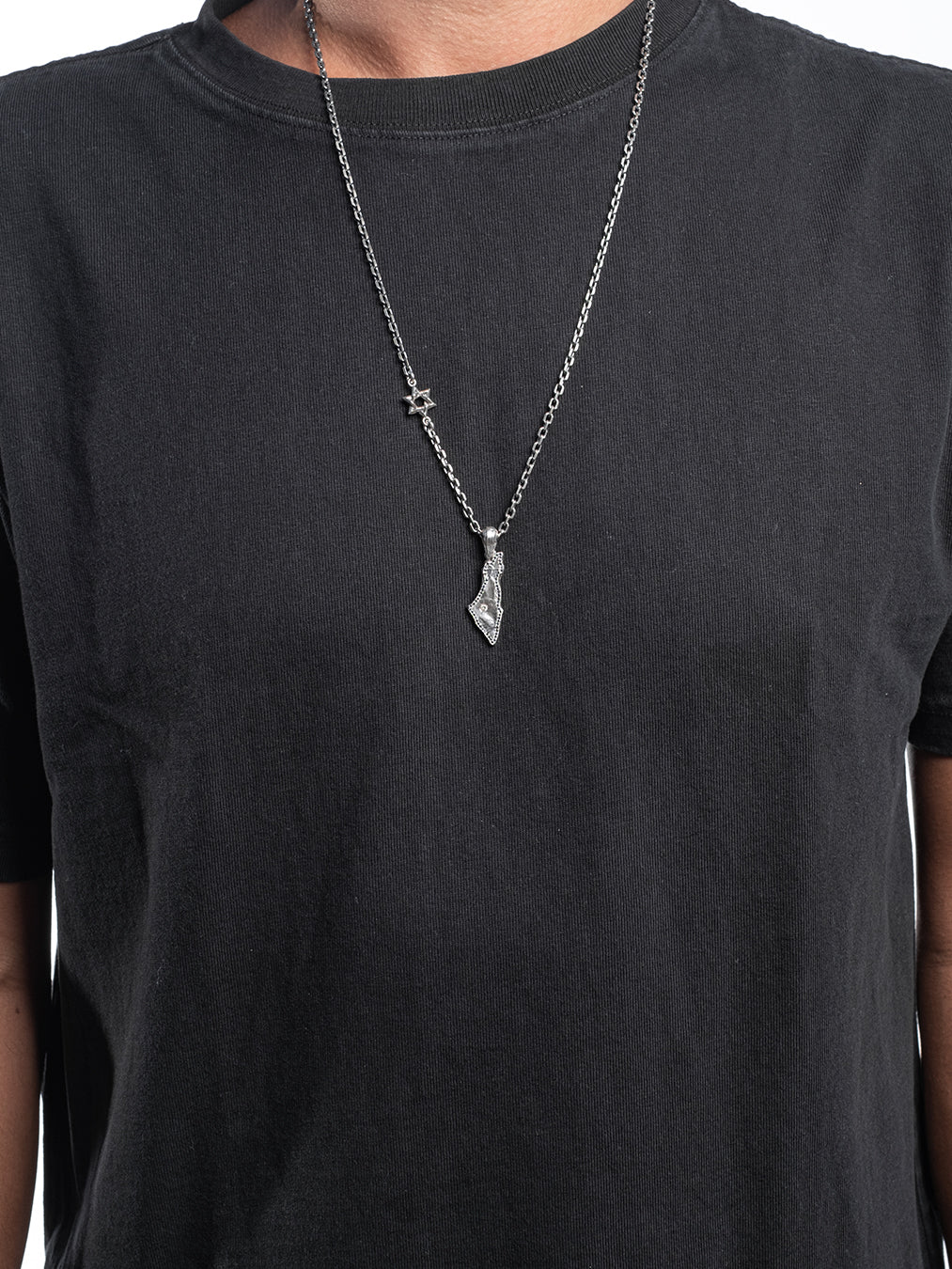 Israel Map Necklace Silver 925 Diamond Sapphire Israel