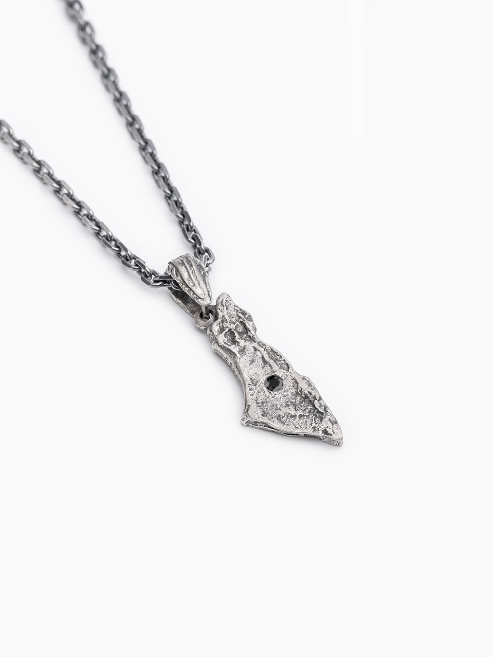 Israel Map Necklace Sterling Silver 925 Black Diamond
