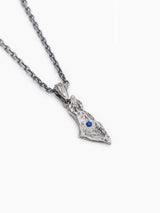 Israel Map Necklace Sterling Silver 925 Blue Sapphire