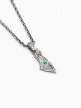 Israel Map Necklace Sterling Silver 925 Green Emerald