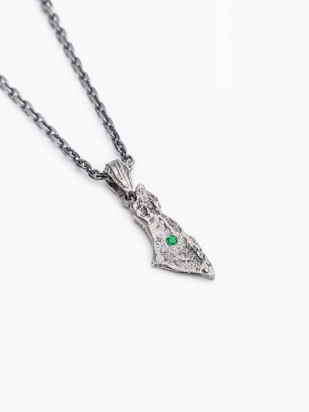 Israel Map Necklace Sterling Silver 925 Green Emerald