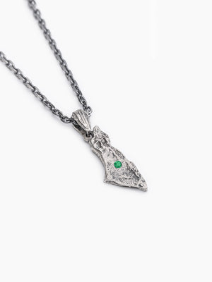 Israel Map Necklace Sterling Silver 925 Green Emerald