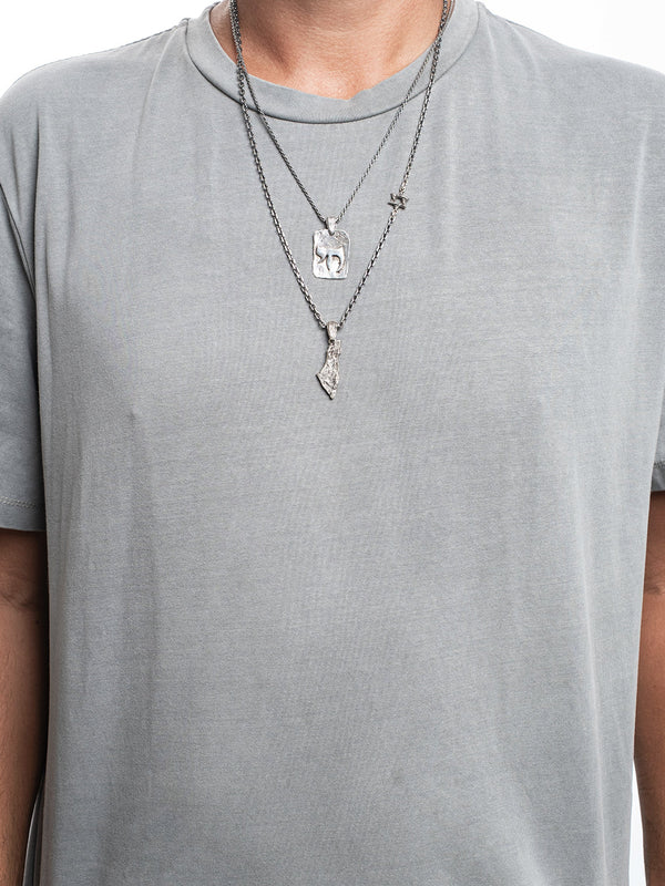 Israel Map Necklace Sterling Silver 925 White Diamond