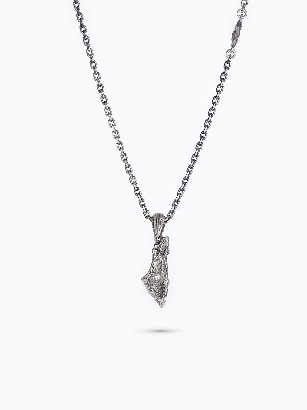Israel Map Necklace Sterling Silver 925 White Diamond