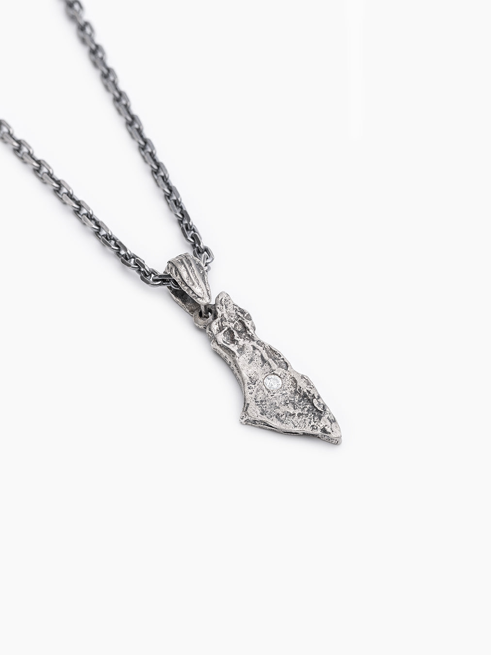 Israel Map Necklace Sterling Silver 925 White Diamond