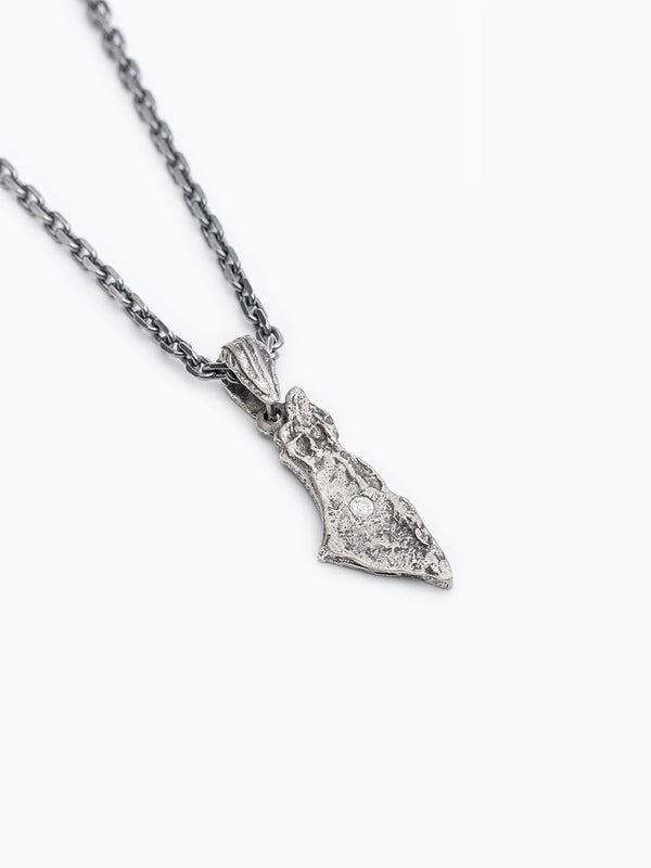Israel Map Necklace Sterling Silver 925 White Diamond
