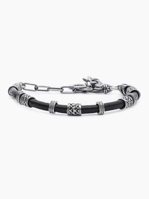 Leather Bracelet Sterling Silver 925 Israel Nathan