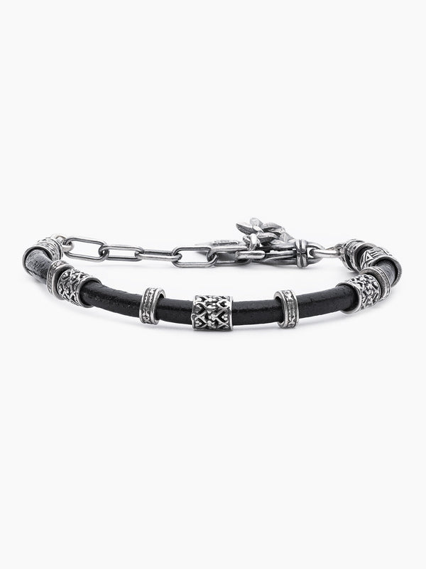 Leather Bracelet Sterling Silver 925 Israel Nathan