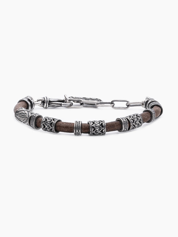 Leather Bracelet Sterling Silver 925 Israel Nathan