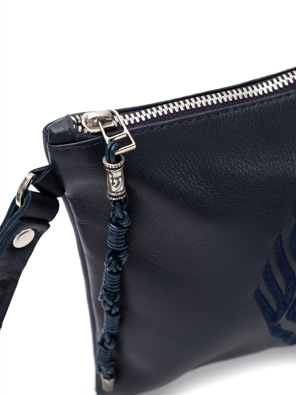 Leather Pouch Handbag Blue Navy Smooth Israel Jewish