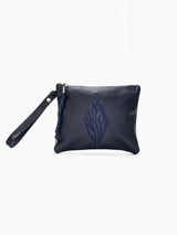 Leather Pouch Handbag Blue Navy Smooth Israel Jewish