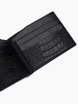 Leather Wallet Black Croco Embossed Handmade