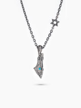 Masada Israel map Necklace Sterling Silver 925 with Turquoise