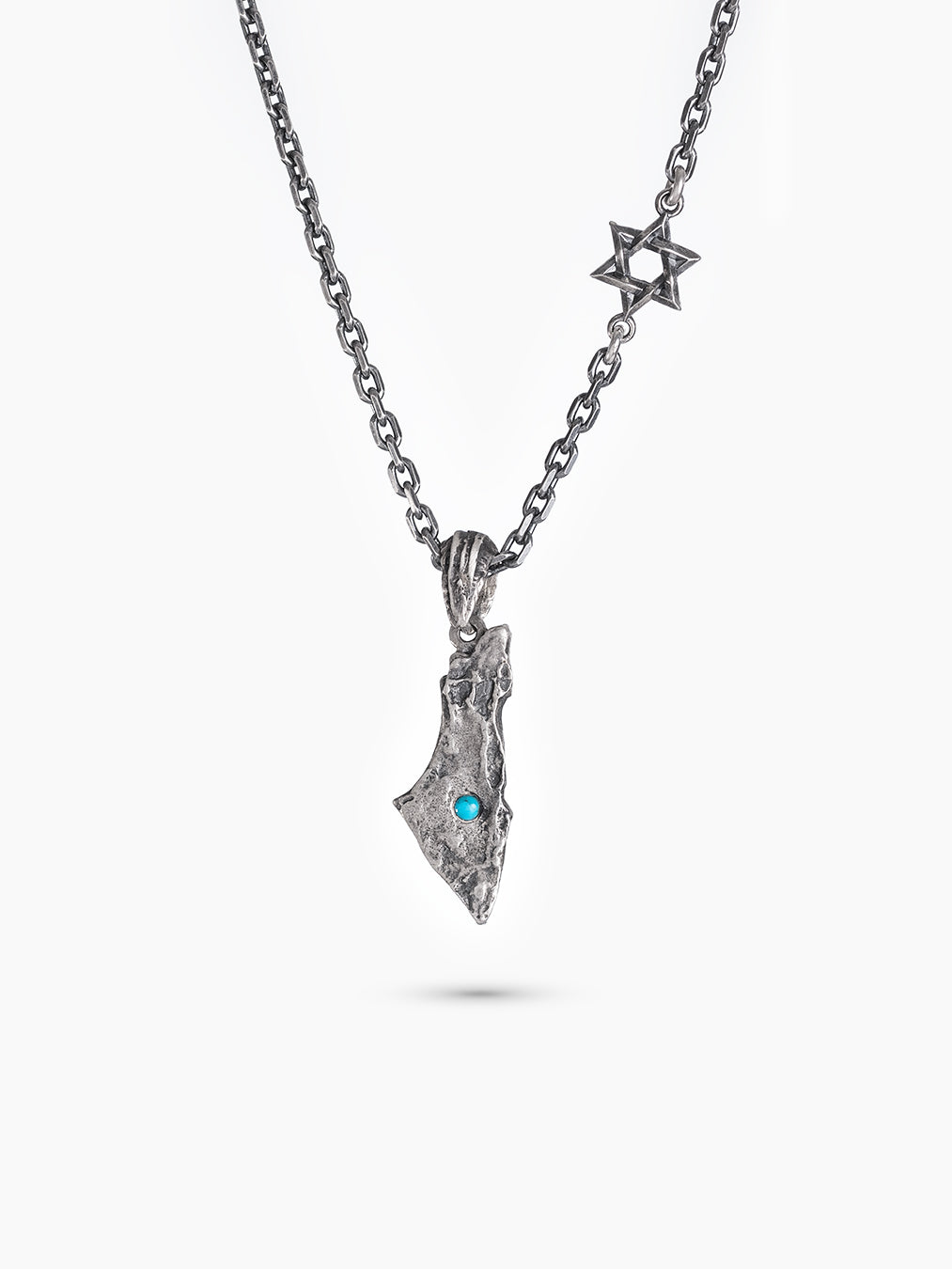 Masada Israel map Necklace Sterling Silver 925 with Turquoise